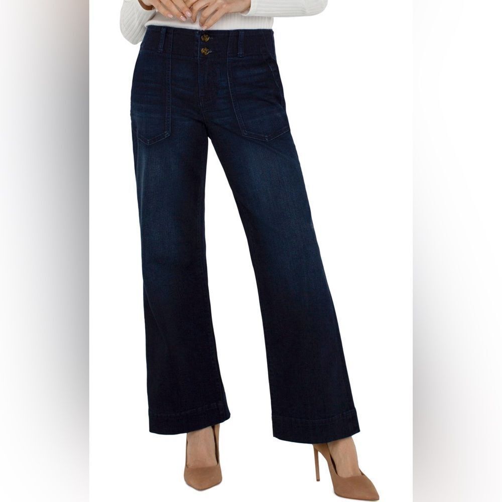 Liverpool Patch Pocket Wide Leg Jean Blue Size 14 NWT STITCH FIX